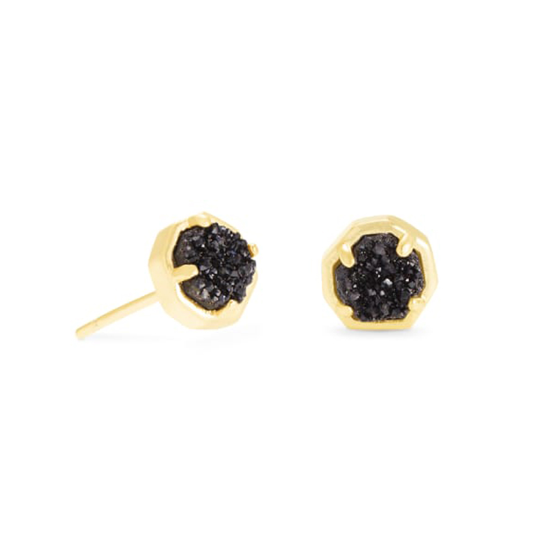 Kendra Scott Nola Gold Stud Earrings in Black Drusy