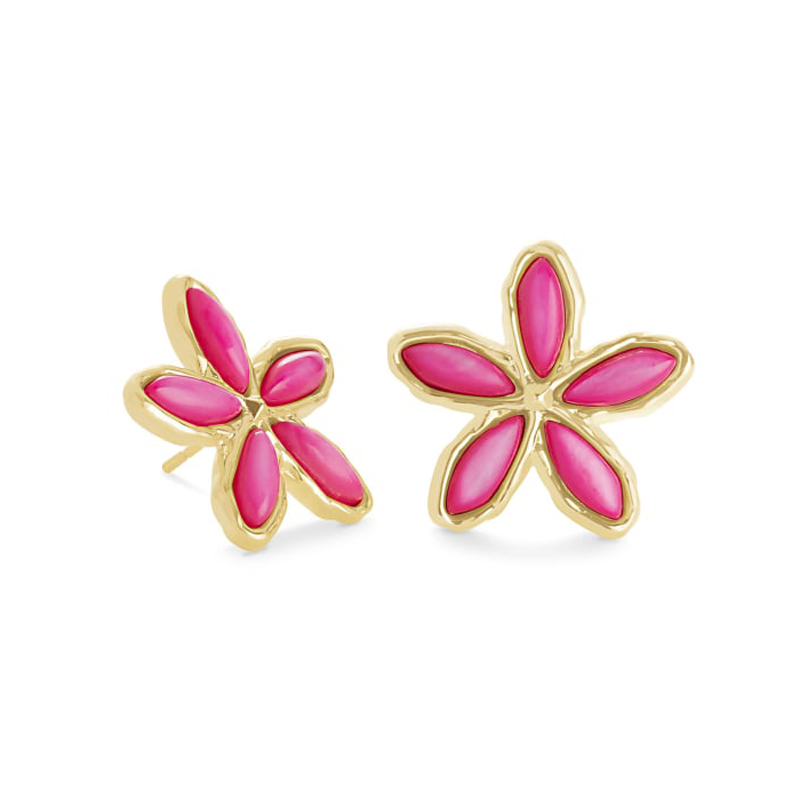 Kendra Scott Kyla Flower Gold Tone Stud Earrings in Raspberry Rose