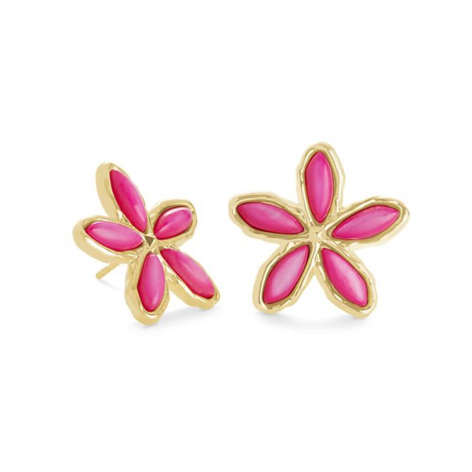 Kendra Scott Kyla Flower Gold Tone Stud Earrings in Raspberry Rose