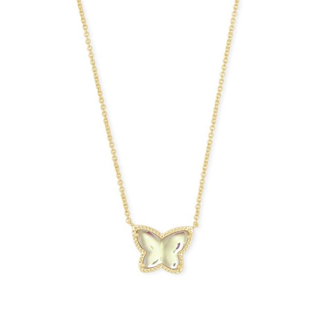 Kendra Scott Lillia Butterfly Gold Tone Pendant Necklace in Dichroic Glass