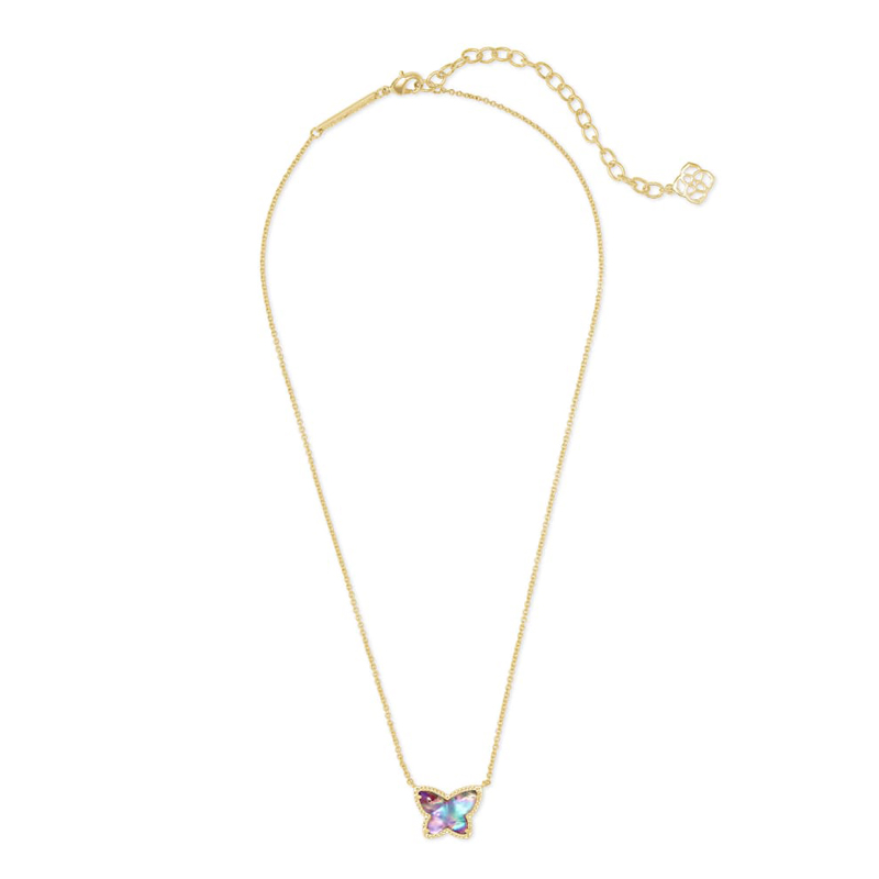 Kendra Scott Lillia Butterfly Gold Tone Pendant Necklace in Lilac Abalone