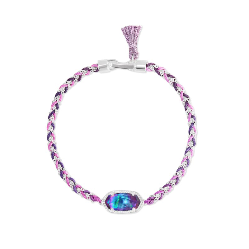 Kendra Scott Elaina Silver Tone Braided Friendship Bracelet in Lilac Abalone