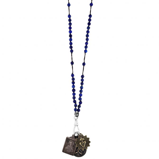 Miracle Icons by Mary Jo Pane Lapis Rosary Necklace