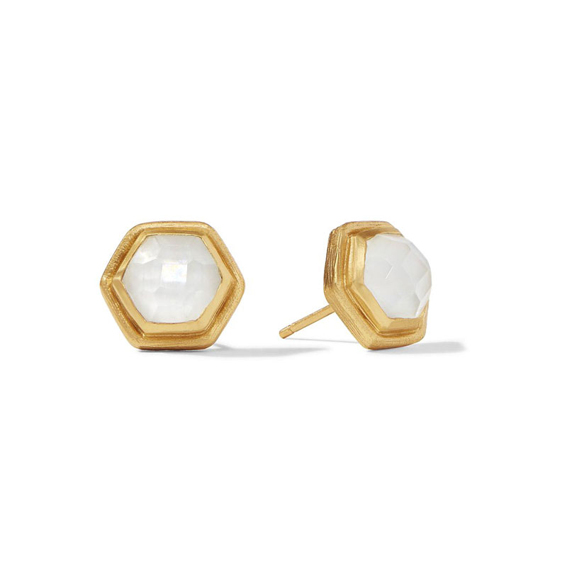 Julie Vos Palladio Stud Earrings in Iridescent Clear Crystal