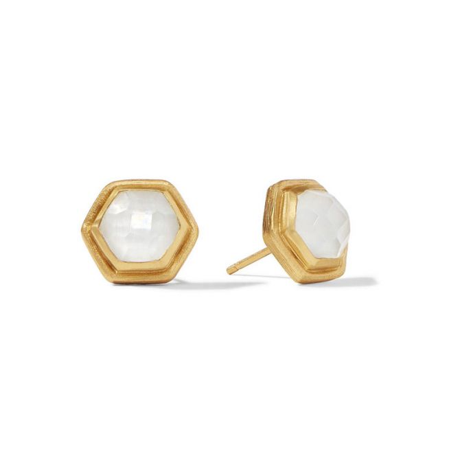 Julie Vos Palladio Stud Earrings in Iridescent Clear Crystal