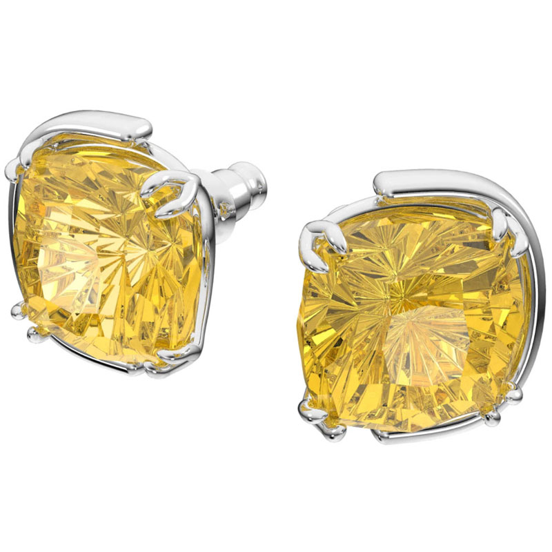 Swarovski Harmonia Cushion Cut Yellow Crystal Stud Earrings Borsheims