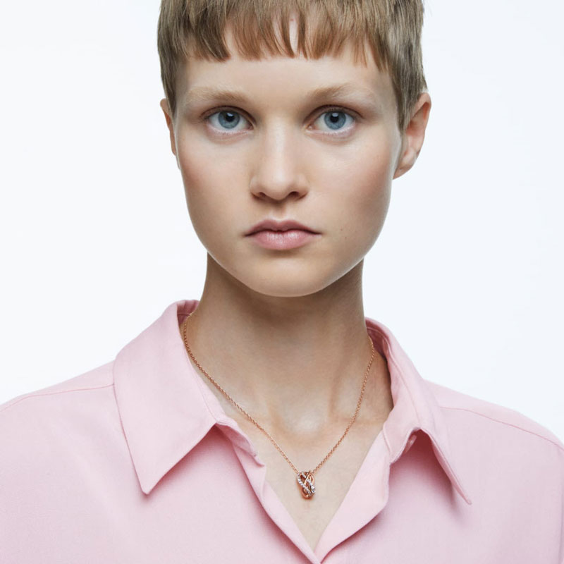 Swarovski Twist White and Rose Gold Tone Plated Necklace