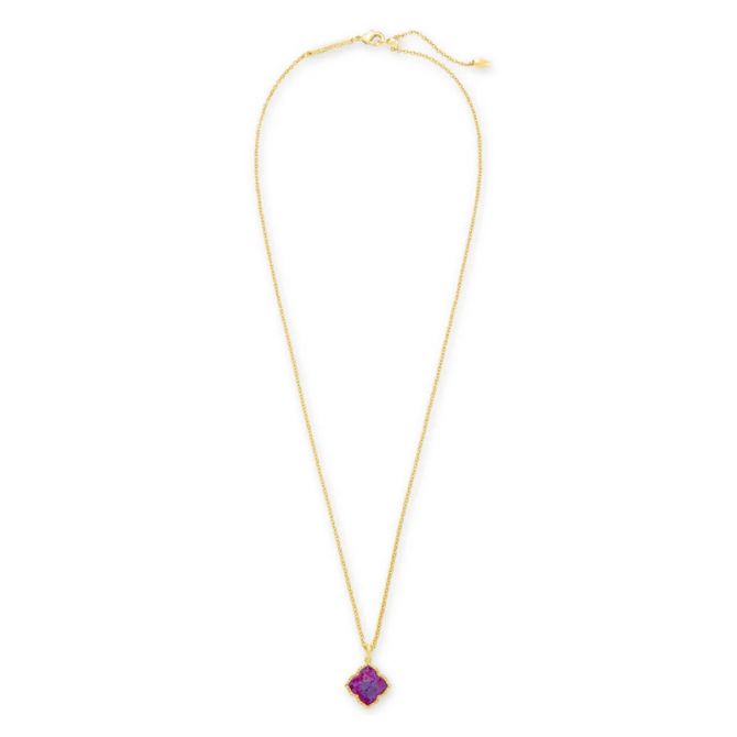 Kendra Scott Mallory Gold Tone Pendant Necklace in Plum Kyocera