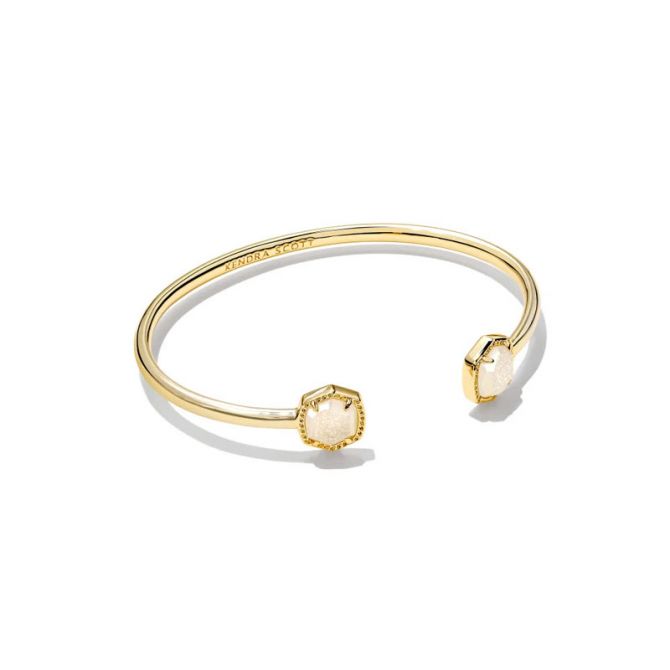 Kendra Scott Davie Gold Tone Cuff Bracelet in Iridescent Drusy