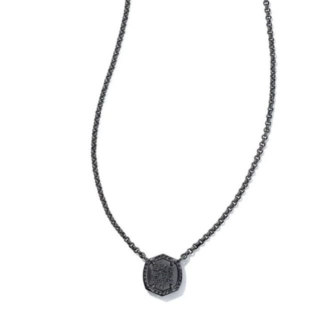 Kendra Scott Davie Gunmetal Pendant Necklace in Black Drusy
