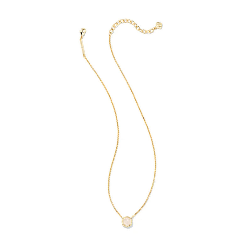 Kendra Scott Davie Gold Tone Pendant Necklace in Iridescent Drusy