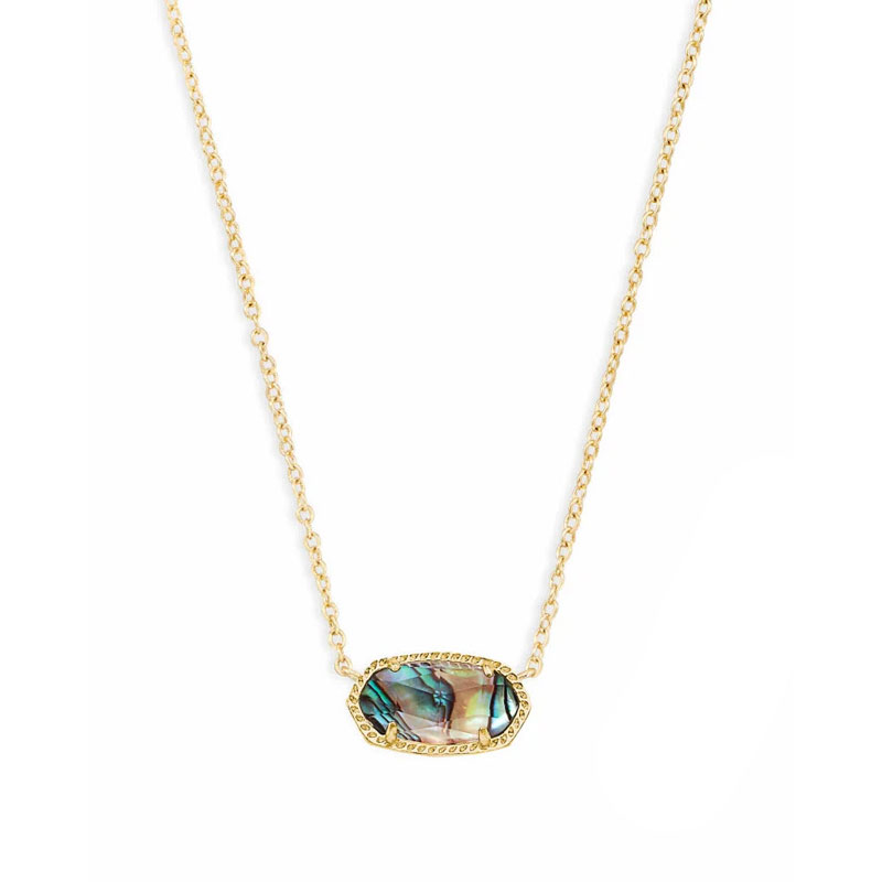 Kendra Scott Elisa Gold Tone Pendant Necklace in Abalone Shell