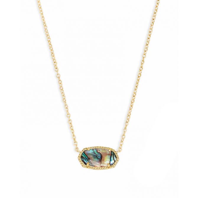 Kendra Scott Elisa Gold Tone Pendant Necklace in Abalone Shell