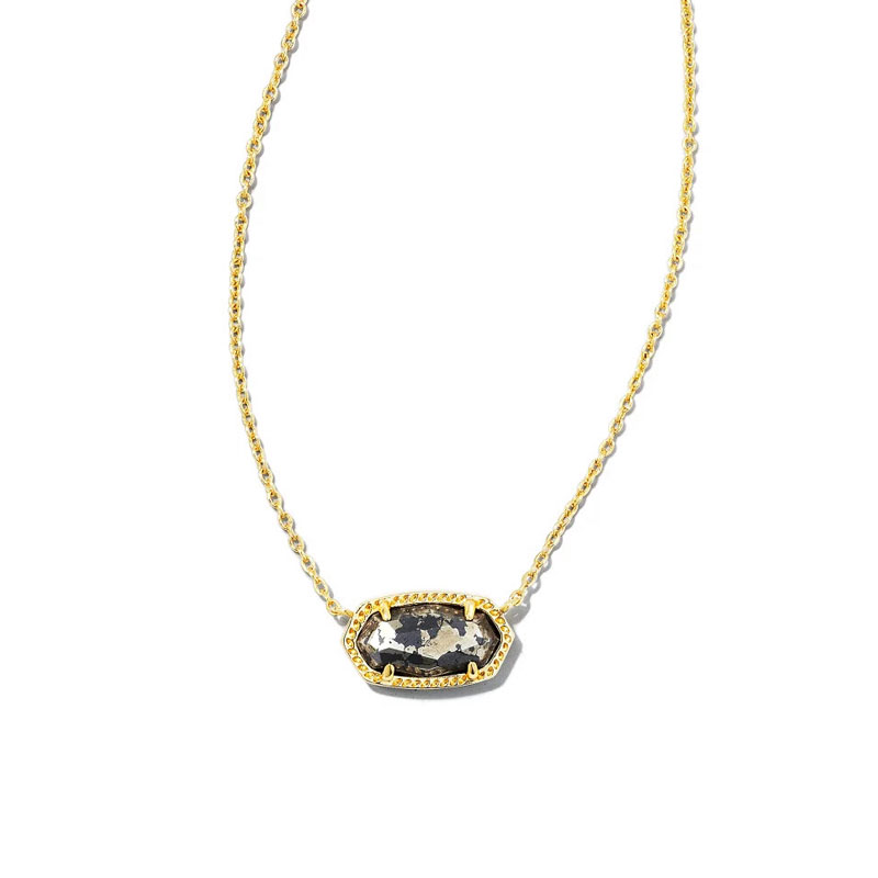 Kendra Scott Elisa Gold Tone Pendant Necklace in Black Pyrite
