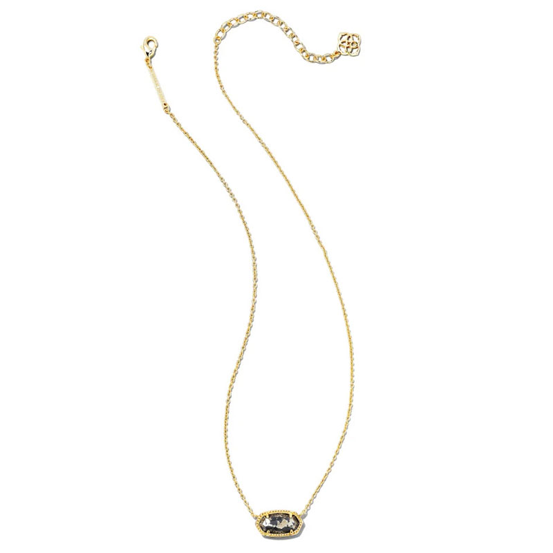 Kendra Scott Elisa Gold Tone Pendant Necklace in Black Pyrite