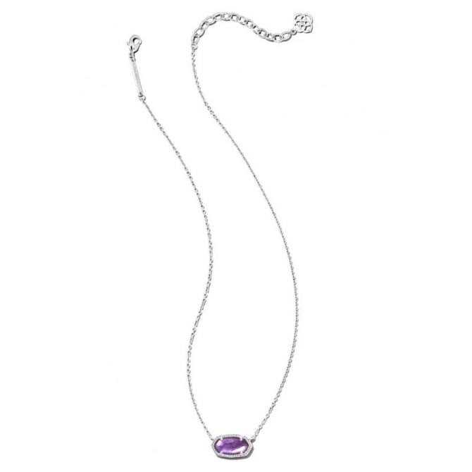 Kendra Scott Elisa Silver Tone Pendant Necklace in Purple Mica 9608800091 Borsheims