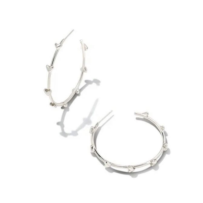 Kendra Scott Haven Heart Hoop Earrings in Silver Tone