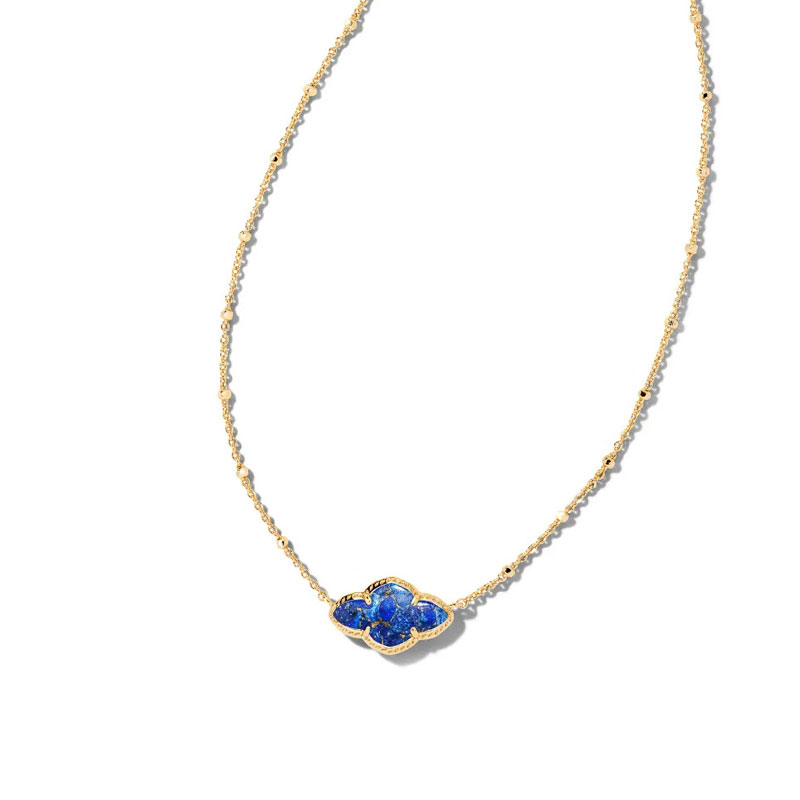 Kendra Scott Abbie Gold Tone Pendant Necklace in Bronze Veined Lapis | 9608800109 | Borsheims