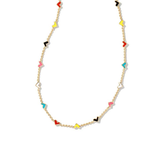 Kendra Scott Haven Heart Gold Tone Strand Necklace in Multi Mix