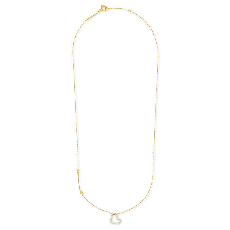Kendra Scott Open Heart 14k Yellow Gold Pendant Necklace in White Diamond