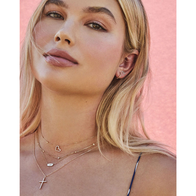 Kendra Scott Open Heart 14k Yellow Gold Pendant Necklace in White Diamond