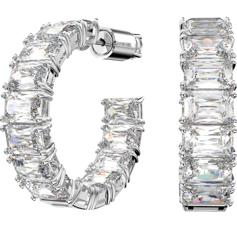 Swarovski Millenia Octagon Cut Zirconia Hoop Earrings