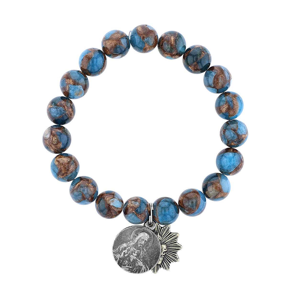 Miracle Icons by Mary Jo Pane 10mm Blue Mosaic Bead Bracelet