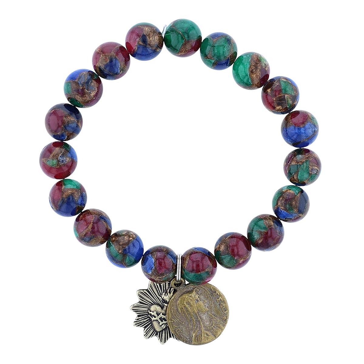 Miracle Icons by Mary Jo Pane 10mm Multi Mosaic Bead Bracelet