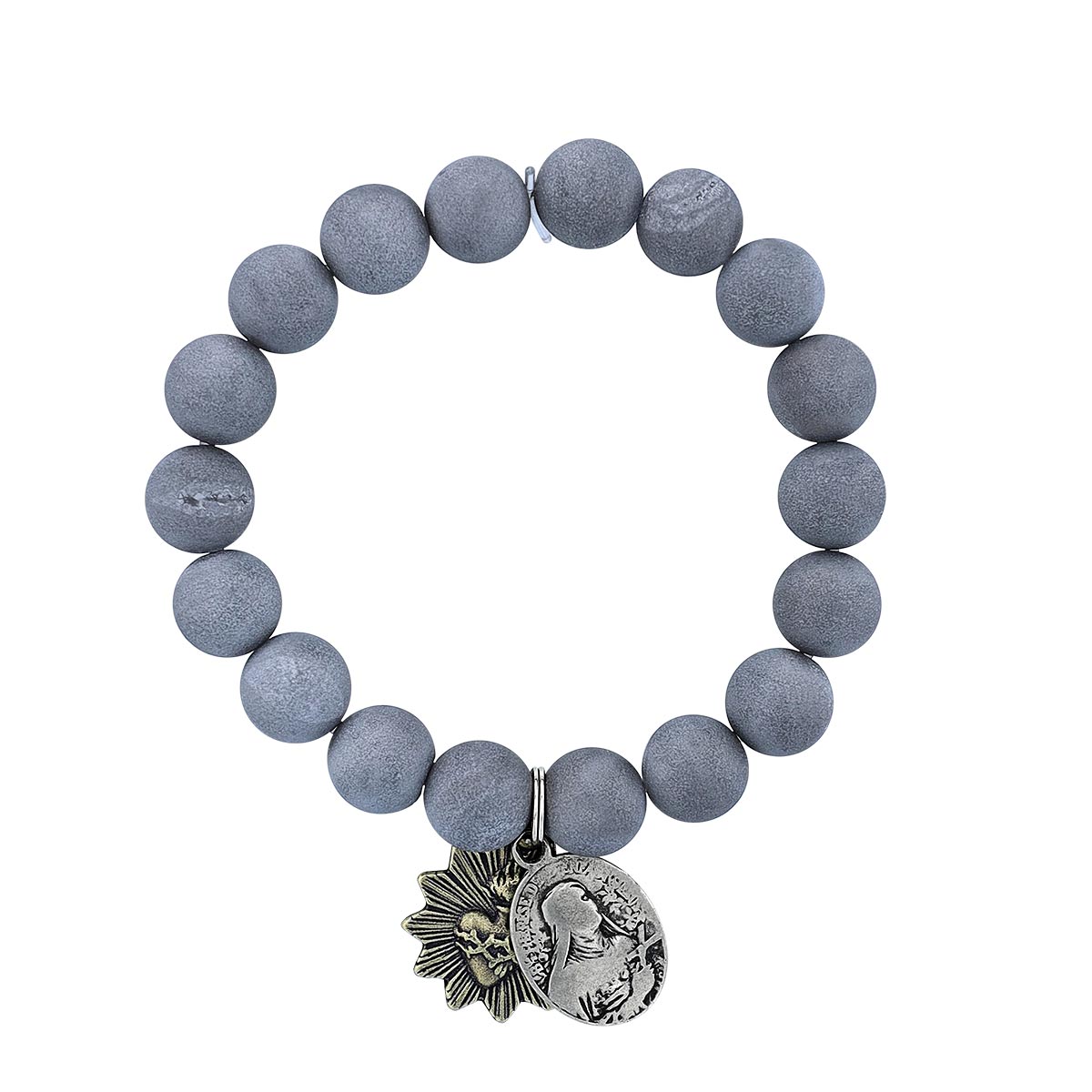 Miracle Icons by Mary Jo Pane 10mm Platinum Druzy Agate Bracelet