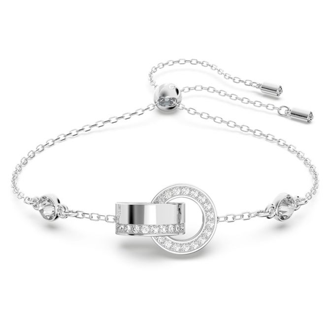 Swarovski Hollow Bracelet, White and Rhodium Plated
