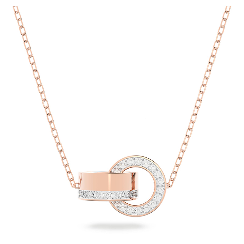 Swarovski Hollow Small Intertwined Circles Pendant, White and Rose Gold Tone Plated