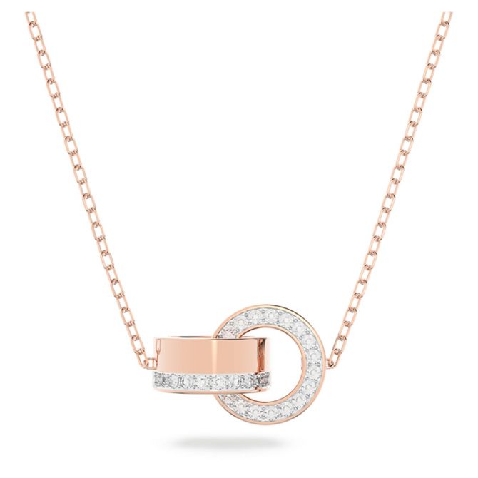 Swarovski Hollow Small Intertwined Circles Pendant, White and Rose Gold Tone Plated