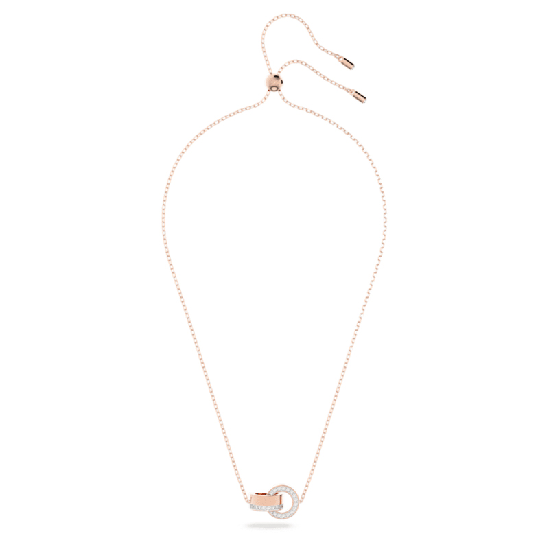 Swarovski Hollow Small Intertwined Circles Pendant, White and Rose Gold Tone Plated