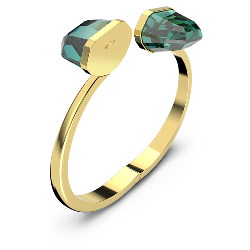 Swarovski Lucent Magnetic Oversized Crystal Bangle, Green and Gold Tone