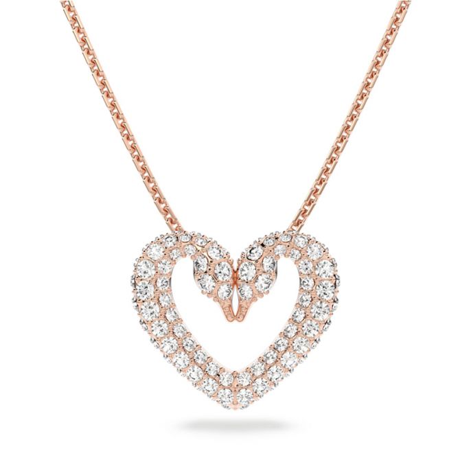 Swarovski Una Heart Small Pendant, White and Rose Gold Tone | 5628657 ...