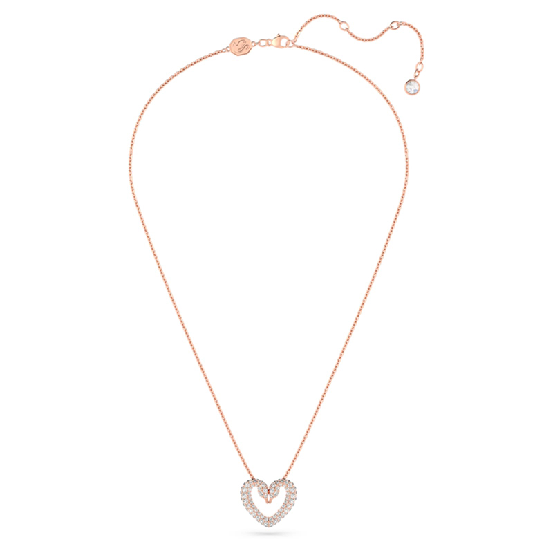 Swarovski Una Heart Small Pendant, White and Rose Gold Tone | 5628657 ...