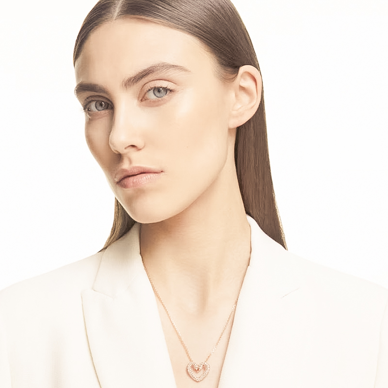Swarovski Una Heart Small Pendant, White and Rose Gold Tone | 5628657 ...