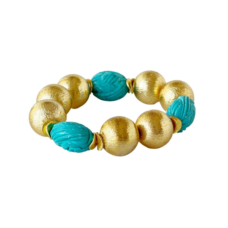 Hazen & Co Madison Large Bracelet, Carved Turquoise