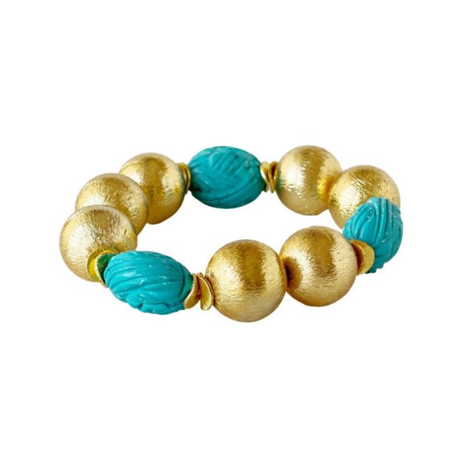 Hazen & Co Madison Large Bracelet, Carved Turquoise