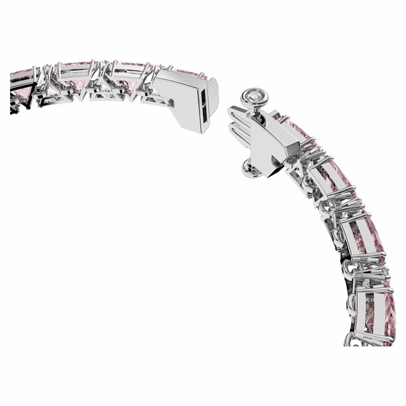 Swarovski Ortyx Triangle Cut Bracelet, Pink and Rhodium Plated