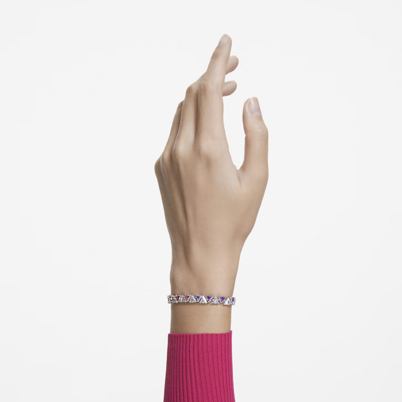 Swarovski Ortyx Triangle Cut Bracelet, Pink and Rhodium Plated