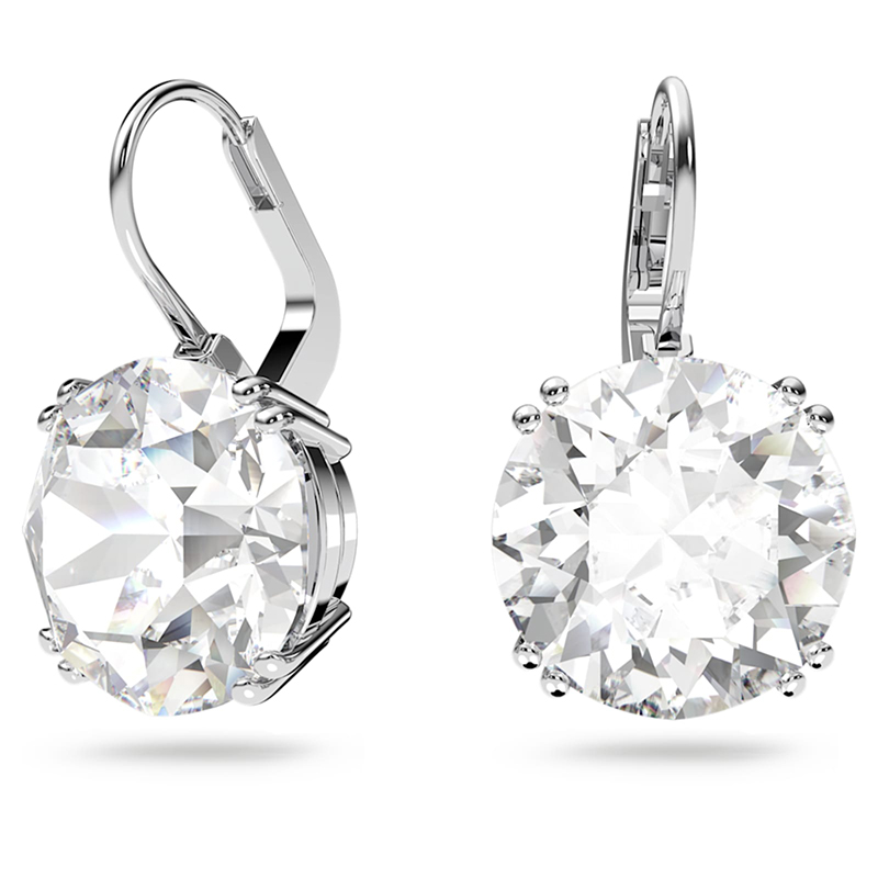 Swarovski Millenia Round Cut Drop Earrings, White and Rhodium Plated