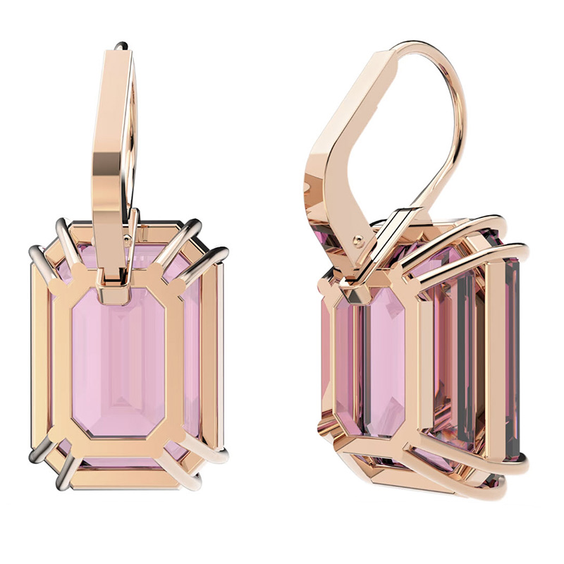 Swarovski Millenia Octagon Cut Drop Earrings, Pink and Rose Gold Tone