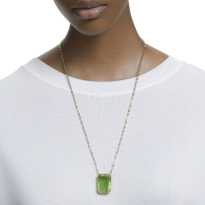 Swarovski Millenia Octagon Cut Pendant, Green and Yellow Gold Tone