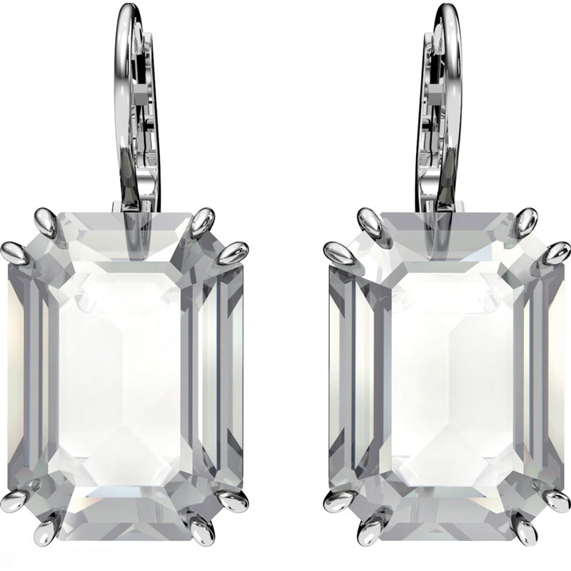 Swarovski Millenia Grey Octagon Cut Crystal Earrings