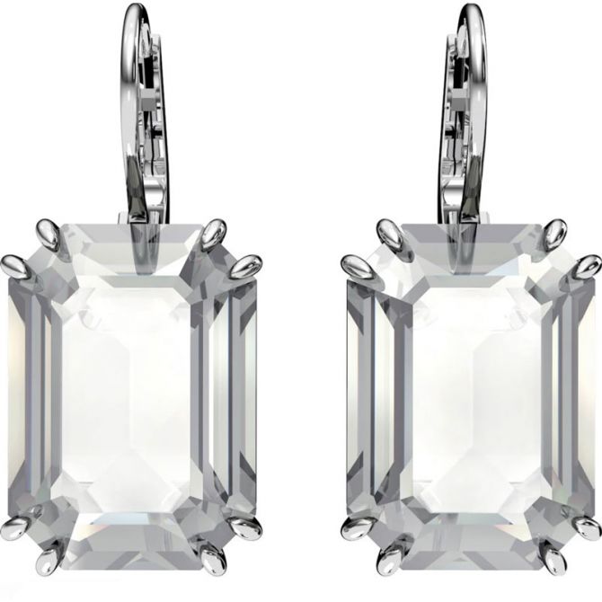 Swarovski Millenia Grey Octagon Cut Crystal Earrings