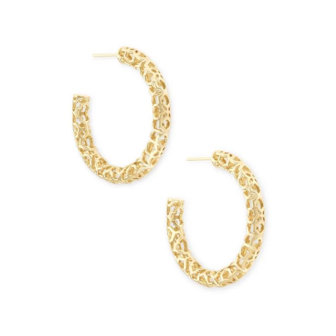 Kendra Scott Maggie Small Hoop Earrings in Gold Tone Filigree