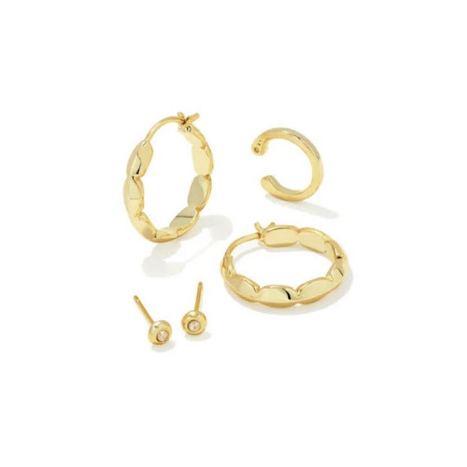 Kendra Scott Brooke Huggie and Stud Earring Set in Gold Tone