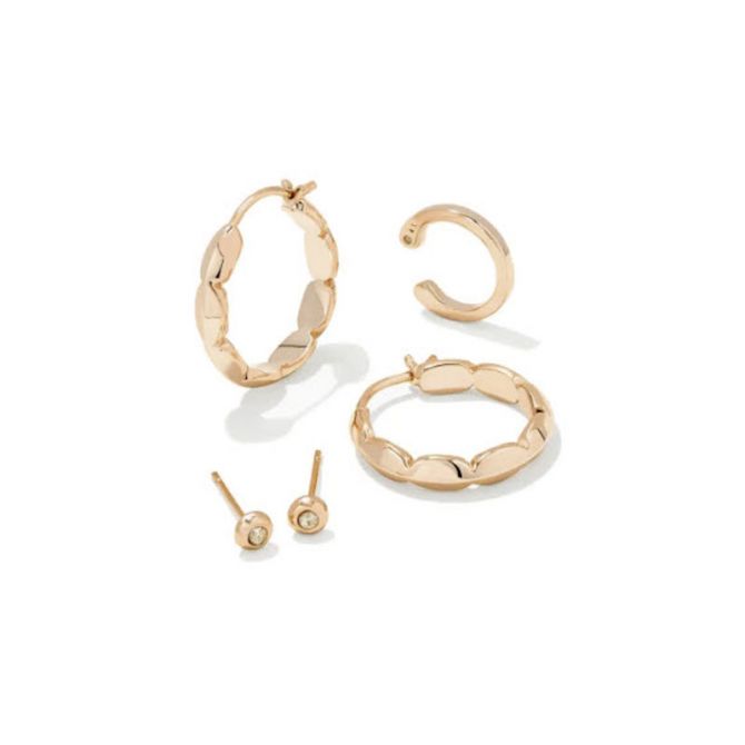Kendra Scott Brooke Huggie and Stud Earring Set in Rose Gold Tone