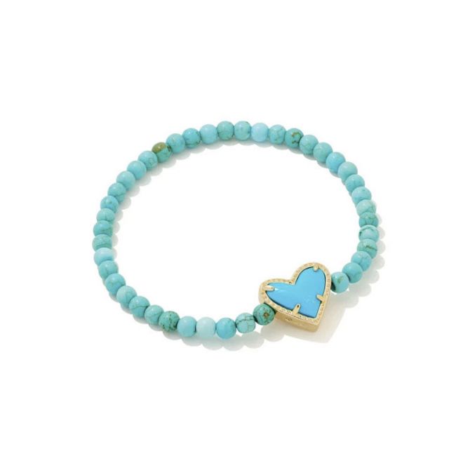 Kendra Scott Beaded Ari Gold Tone Stretch Bracelet in Turquoise Mix